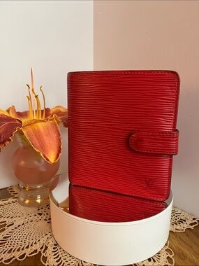 Louis Vuitton Red Epi Leather Wallet with Snap